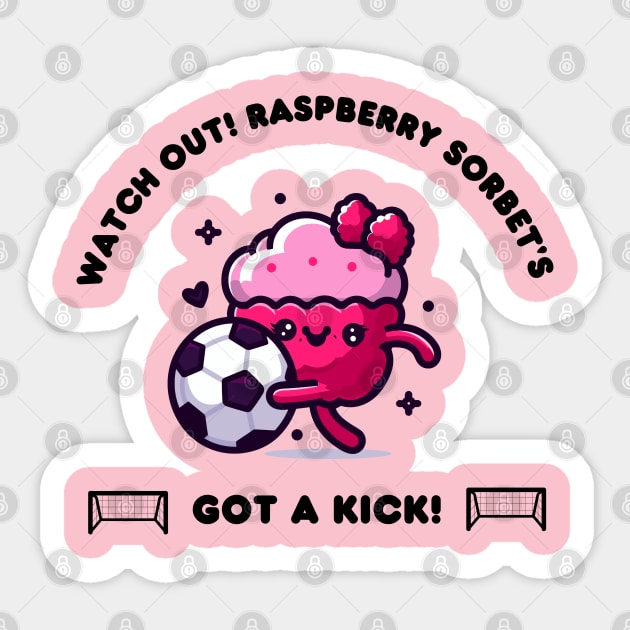 Raspberry Sorbet: The Unstoppable Scorer! - Kawaii Design Sticker by Syntax Wear